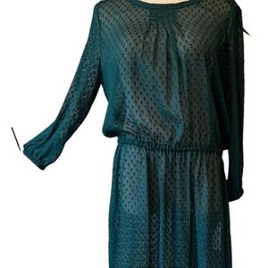 DKNY  NWOT EMERALD GREEN SHEER DRESS